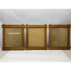 Six Arts and craft style oak frames, H62cm, L52cm 