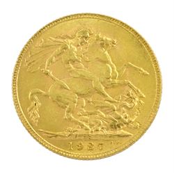 King George V 1927 gold full sovereign coin, Pretoria mint