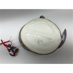 A Bing and Grondahl dish the rim modelled as a coiled rope with anchor 2377, L21cm, together with a box Royal Copenhagen ornament modelled as an anchor and buoy 381. 