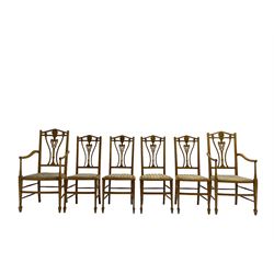 Set six (4+2) Edwardian satinwood dining