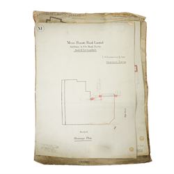  E H Harbottle & Sons Architects, Exeter - Set of architects drawings for additions to Prescott's Bank Ltd, Exeter mostly scale of 4ft to 1 inch
