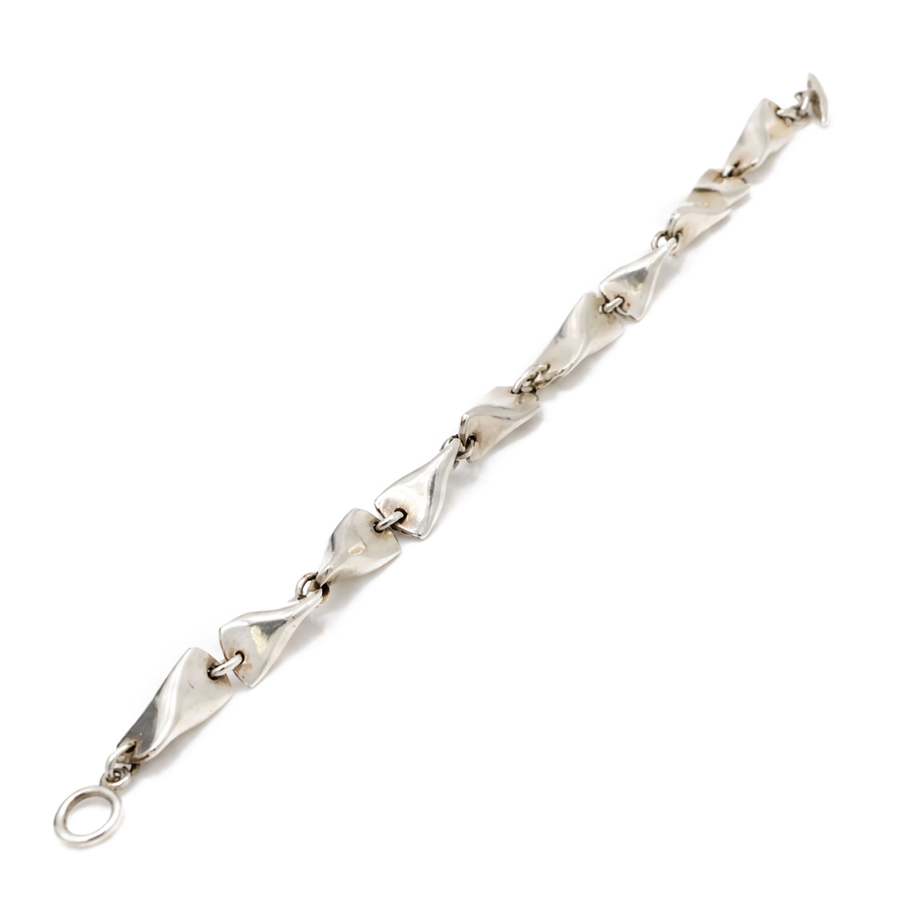 Georg Jensen 'Butterfly' bracelet designed by Edvard Kindt-Larsen, no. 104, London import marks for 1996, boxed