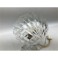 A clear cut glass table lamp, with domed glass shade, H35cm
