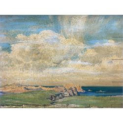 Arthur Bowmar Porter (Jersey 1876-1960): Sea from the Clifftop, oil on board unsigned, attributed verso 26cm x 34cm