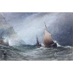 Frederick William Booty (British 1840-1924): Fishing Boat off the Yorkshire Coast, watercolour signed and dated 1910, 17cm x 25cm