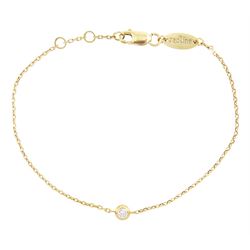 RedLine 18ct gold single stone bezel set, round brilliant cut diamond bracelet, diamond ap...