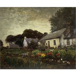 Alexander Brownlie Docharty (Scottish 1862-1940): Crofter's Garden, oil on canvas signed 62cm x 75cm