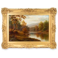 William Mellor (British 1851-1931): 'On the Wharfe - Bolton Woods Yorkshire', oil on canvas signed, titled verso 50cm x 75cm
