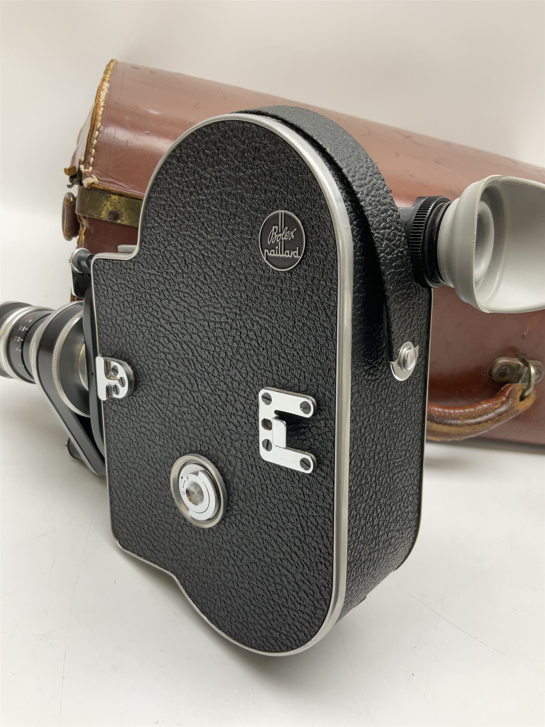 Paillard Bolex H8 RX cine camera body, serial no.195008, with 'Kern Paillard Vario Switar 36EE 1:1,9 f=8/36mm H8 RX' lens, serial no. 955497, in fitted leather carrying case  