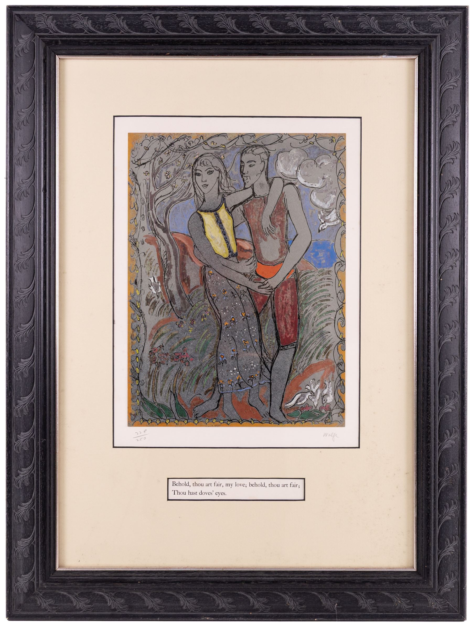 Edward Harris Wolfe (South African 1897-1982): 'Song of Songs', set of twelve limited edition lithographs on silvered paper each signed and numbered 228/250 in pencil, 36cm x 26cm, in matching frames (12)