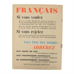French Croix de Feu paperwork, including Song sheets, L'Ordre Social etc
