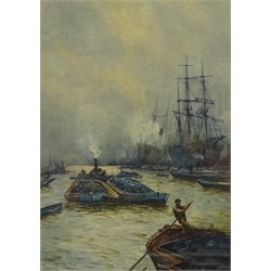  Ernest Dade (Staithes Group 1868-1935): 'Shipping on the Thames', watercolour signed and dated 34cm x 24cm Provenance: with Walker Galleries Harrogate, label verso  
