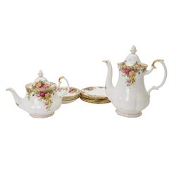 Royal Albert Old Country Roses tea service, including teapot, coffee pot, milk jug, two open sucrier, six cups four saucers etc    