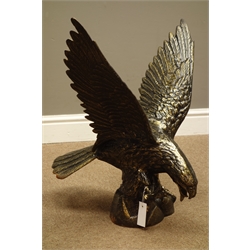 Bronzed finish cast iron eagle garden figure, H63cm