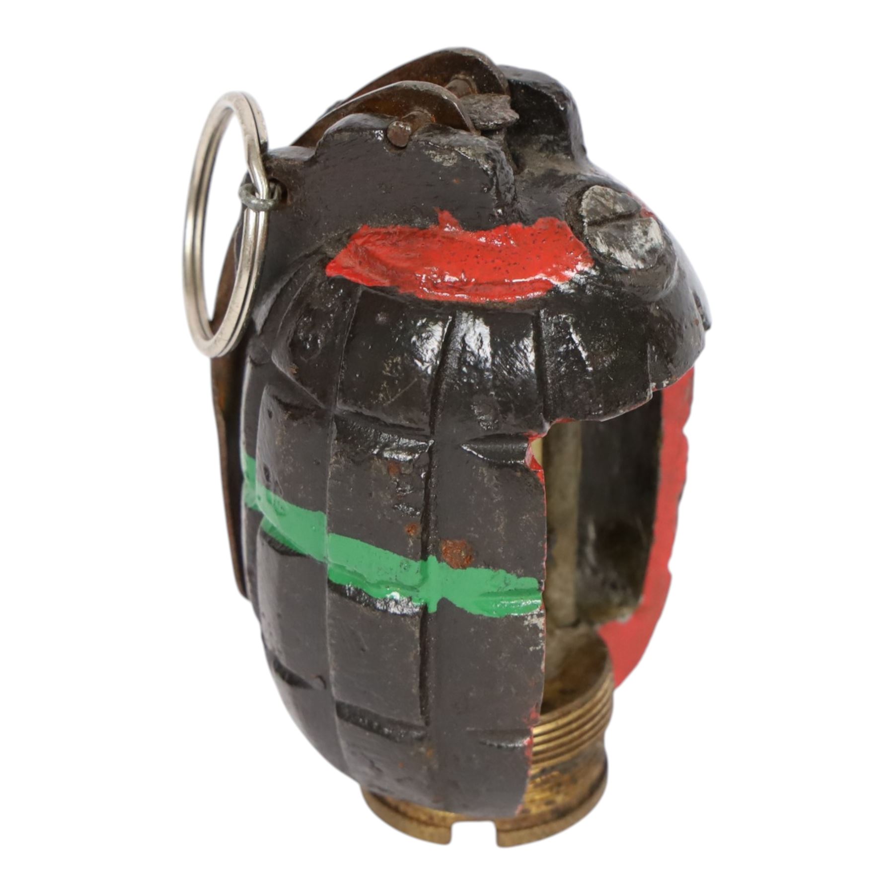 WWI No.5 Mk.1 Mills Bomb,Hand Grenade, the base dated 1916, the side cut-away and painted, H10cm