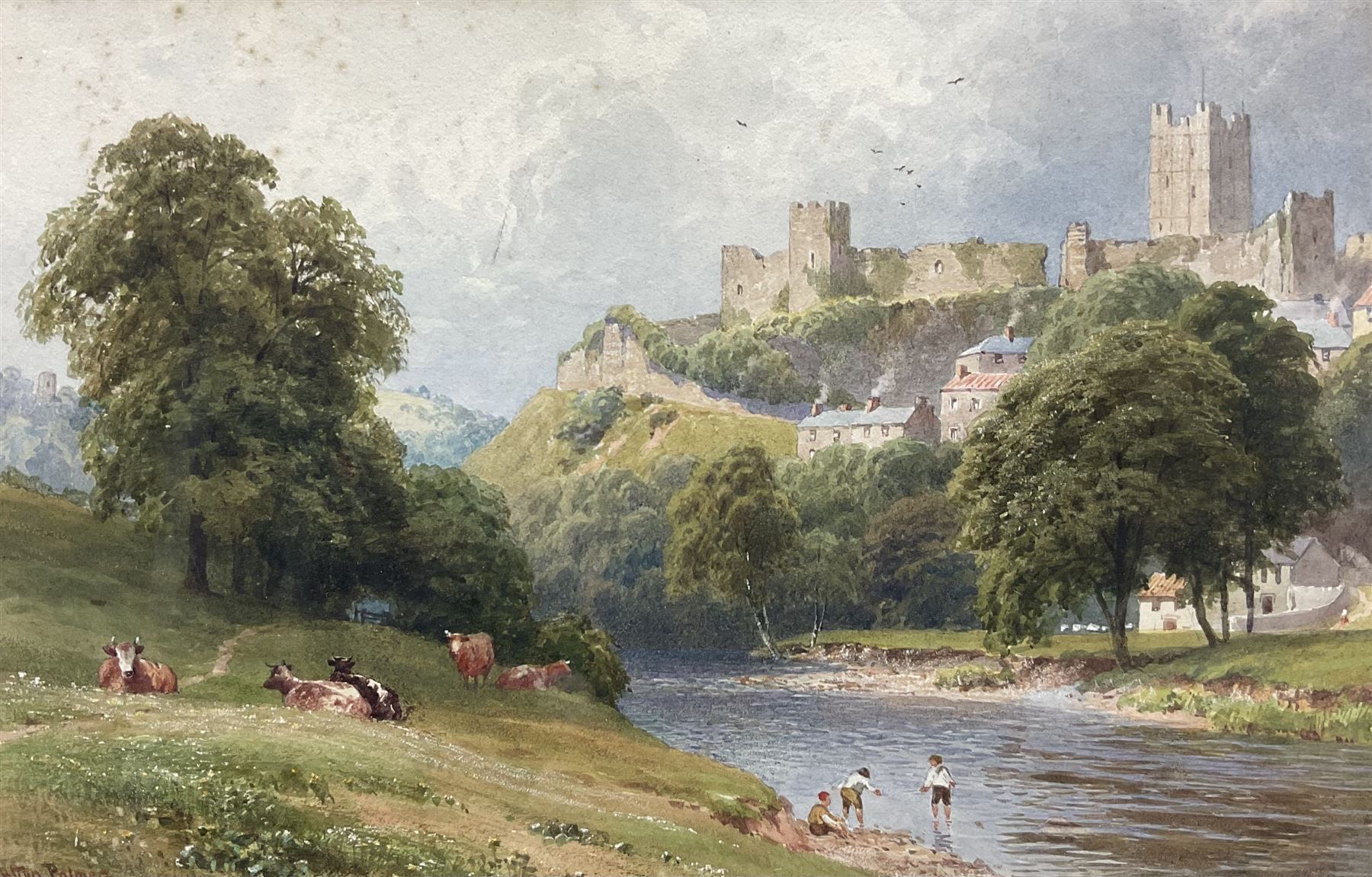 Harold Sutton Palmer (British 1854-1933): 'Richmond Yorkshire from the East', watercolour signed, titled on the mount 17cm x 27cm 
Provenance: with Thomas Agnew & Sons, London, label verso