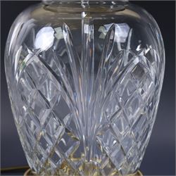Waterford crystal table lamp, upon a circular gilt metal base, with shade H52cm