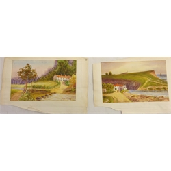 Alfred Durham, 'Scalby Mills Hotel & Forge Valley Cottages', pair of watercolours, signed 17.5cm x 25cm, unframed, Austin Smith, 'Cayton Bay', watercolour, and  another four by the same hand, one signed and dated 1914, 18cm x 27cm max (8)    