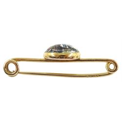 Early 20th century Austrian 14ct gold Essex crystal duck bar brooch, hallmarked, retailed by Ernst Paltscho (Vienna 1858-1929) in fitted silk lined box