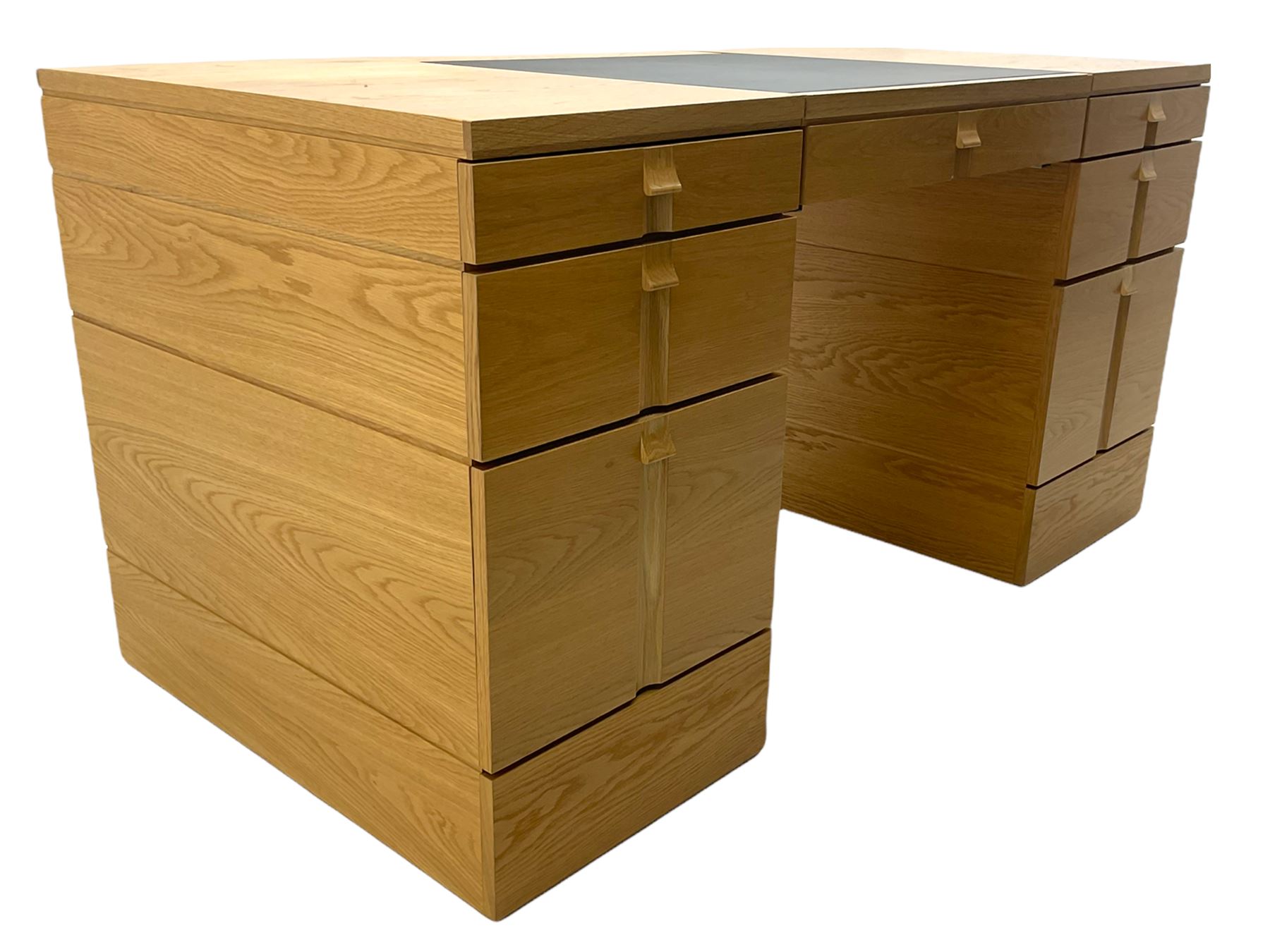 Marks and Spencer Home - light oak office desk, fitted with drawers, inset writing surface with hinged compartment