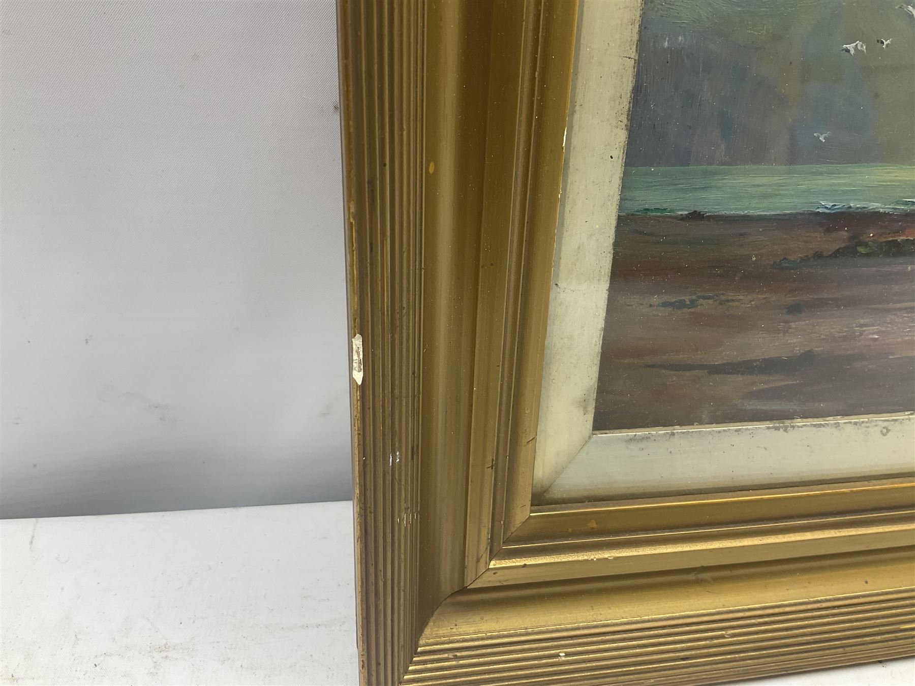 A R Skelton (British 19th/20th century): Low Tide at Sunset, oil on board signed 24cm x 28cm