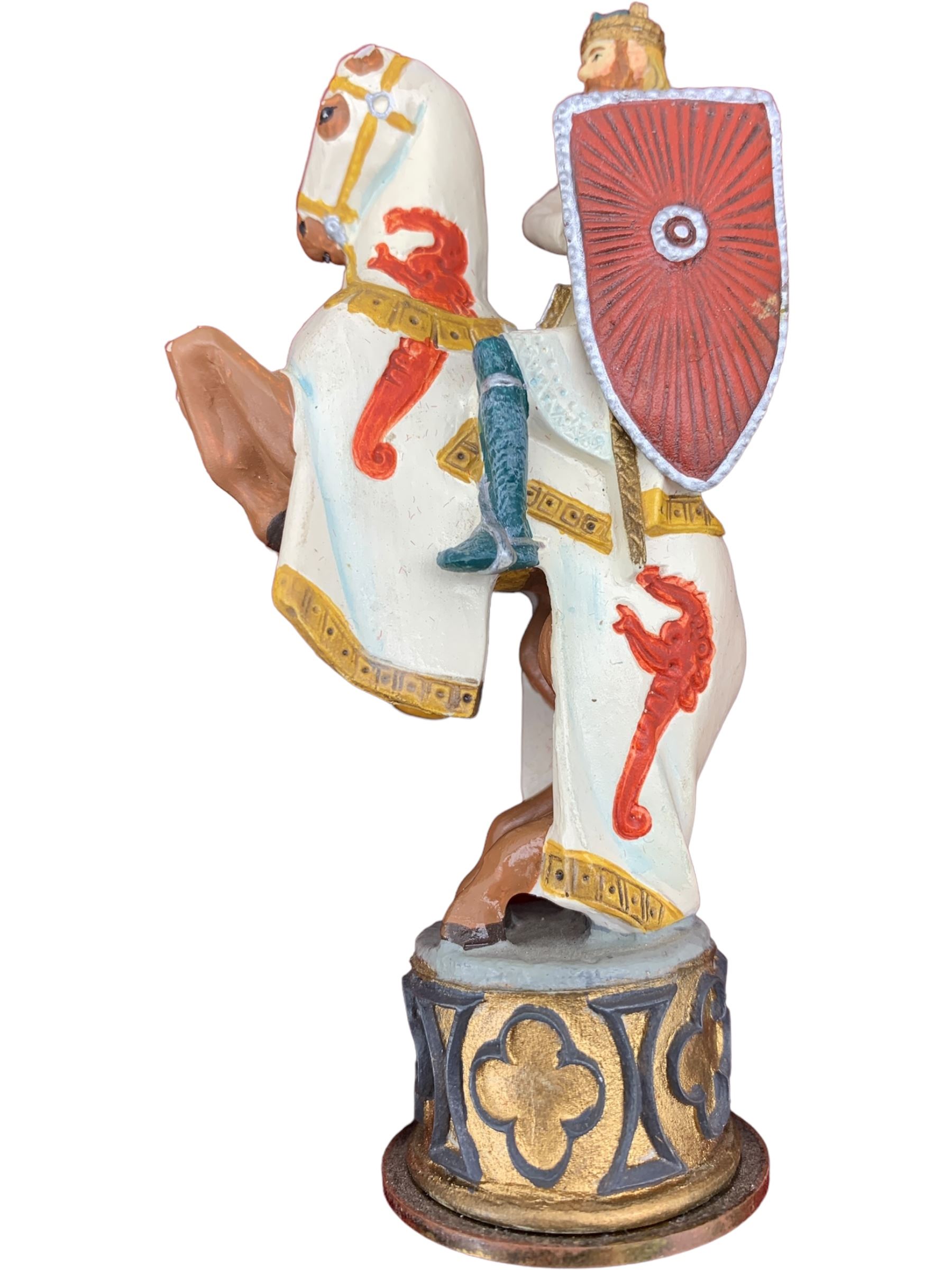 Franklin Mint 'The Great Crusaders' 1989 chess set, with cabinet and ivory resin chess board, 56cm x 56cm, incomplete 