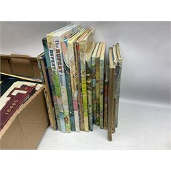 Collection of Rupert Bear annuals together with, two Corgi models, postcards and other ephemera 