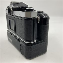 Nikon FE2 camera body, serial no. 2043167, with 'Nikon Zoom-NIKKOR 35-70mm 1:3.3-4.5' lens, serial no 3006624 and Nikon MD-12 Motor Drive, serial no. 1679037