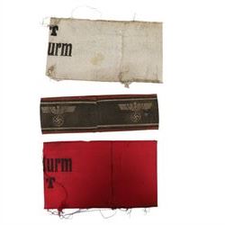 WWII Third Reich Volkssturm Armband, with a central black band with white text 