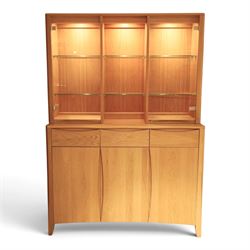 Ercol - 'Artisan' light oak dresser, upper section with cantered corners, with central ope...