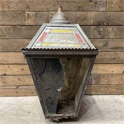 William Younger copper pub advertising lantern with stained glass panels, H75cm