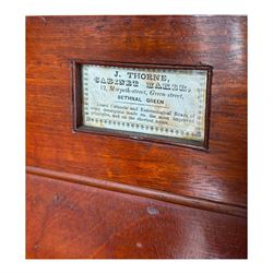 Entomology: Entomology Collectors Cabinet, housing a collection of approximately one thousand moths of the world specimens, a twenty drawer mahogany collectors cabinet, each draw with protective glass cover, enclosed within a fine quality flame mahogany cabinet with single hinged door, inside the door makers label reads 'J. Thorne cabinet maker ... insect cabinet and entomology boxes of every description made on the most improved principles and on the shortest notice', cabinet H122, W51cm D48cm, draw size D41cm, L43cm, H5cm 