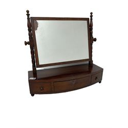 Victorian mahogany swing toilet mirror, fitted with three trinket drawers