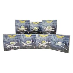 Corgi - Aviation Archive, seven ‘Military’ 1:144 scale models comprising predominately first issues 47106 Douglas DC3 - RAF; 47204 AVRO York; 47206 Avro York; 47506 Lockheed Constellation - USAF; 48102 Boeing KC-97L Tanker; 48103 Boeing C97-G; 48901 Boeing B29 Super Fortress; boxed (7)