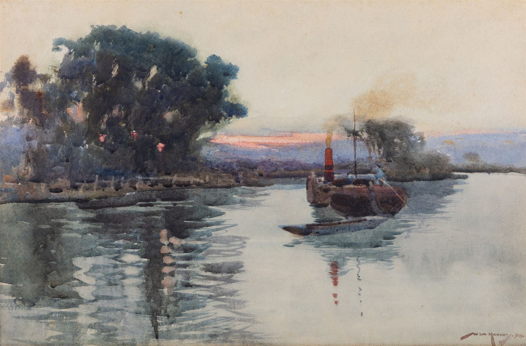 William Lee Hankey (British 1869-1952): 'On the Thames at Isleworth', watercolour signed and dated '98, titled on the mount 33cm x 51cm