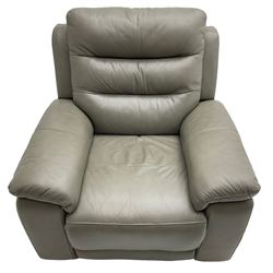 Violino - 'Atlanta' three-seat electric reclining sofa (W200cm, H100cm, D89cm); matching two-seat electric reclining sofa (W158cm); and matching electric reclining armchair (W100cm); upholstered in grey leather