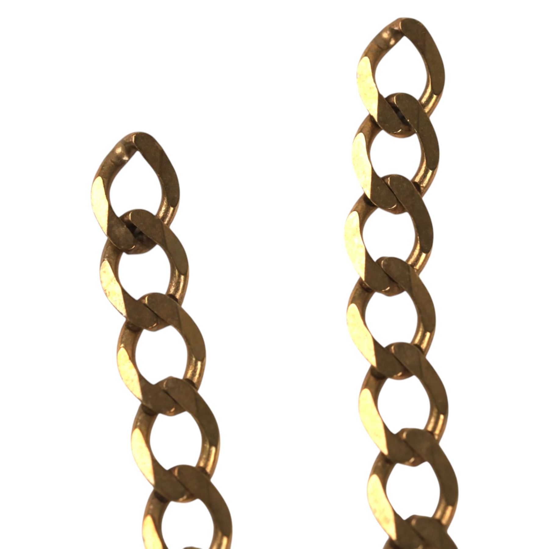 9ct gold flattened curb link chain necklace, stamped