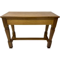 Solid oak console table, rectangular top