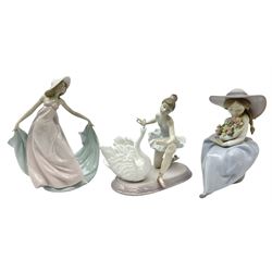 Three Lladro figures, comprising Fragrant Bouquet no 5862, Graceful Dance no 6205 and Spring Dance no 5663, all with original boxes, largest example H22cm