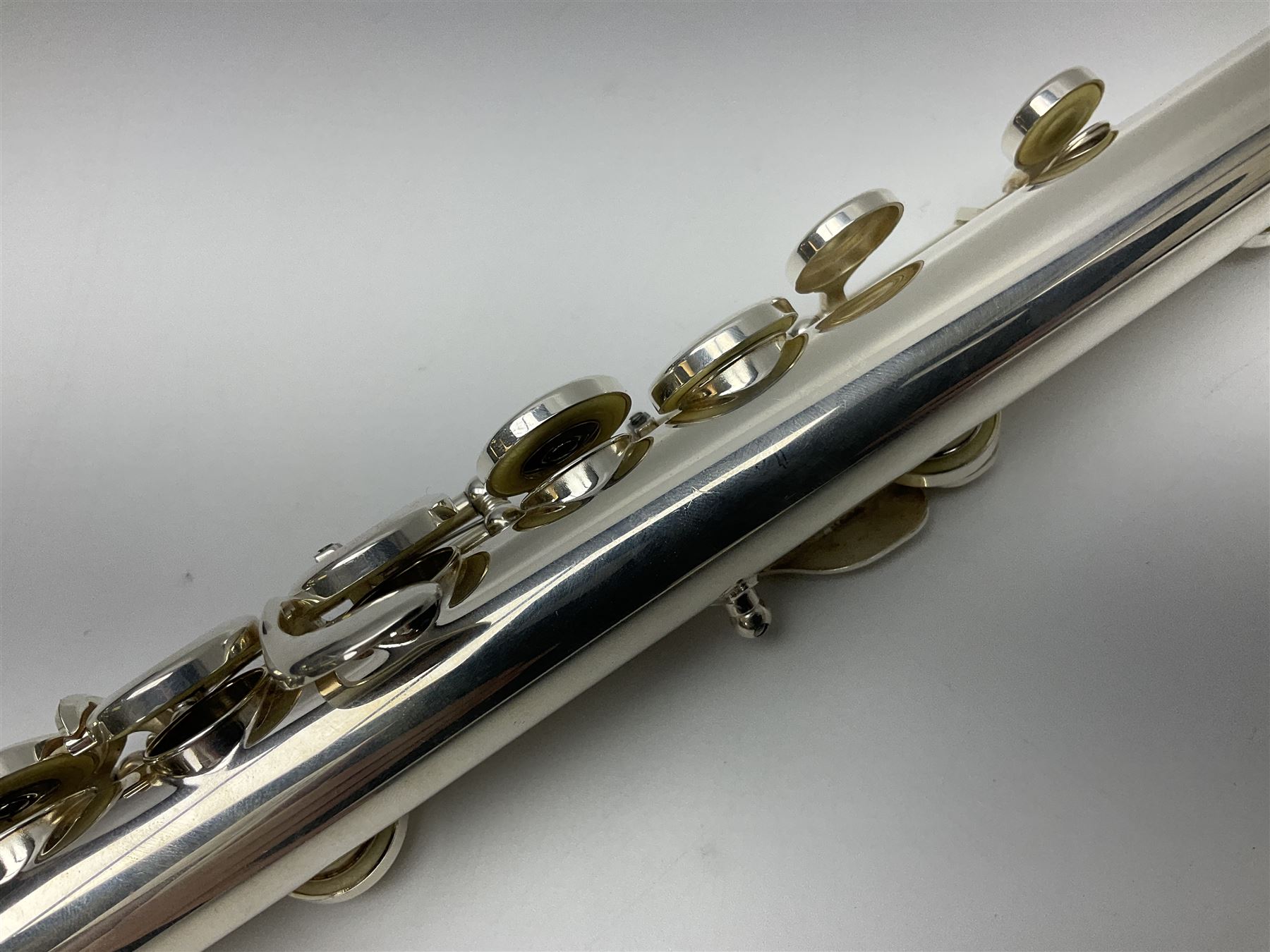 Yamaha 211, silver plated three-piece flute, serial no.844200; in fitted case with cleaning rod