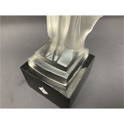 Desna night butterfly frosted glass figure, on polished black square base, H25cm