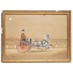 Henry William Standing (British 1894–1931): Gentleman in Horse-drawn Cart, watercolour signed and dated 1896 37cm x 50cm