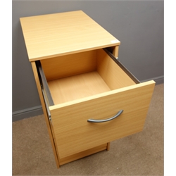  Beech finish office filing cabinet, three drawers, W49cm, H105cm, D66cm  