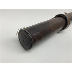 19th century telescopic hunting horn, the bell engraved 'The Beaufort', with makers mark Kohler & Son, makers, 61 Victoria Street, Westminster (from Covent garden) London, in a leather sheath, horn full extended L91cm 