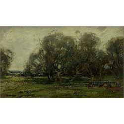 Kershaw Schofield (British 1872-1941): 'Near Sittingbourne', oil on canvas signed 29cm x 50cm