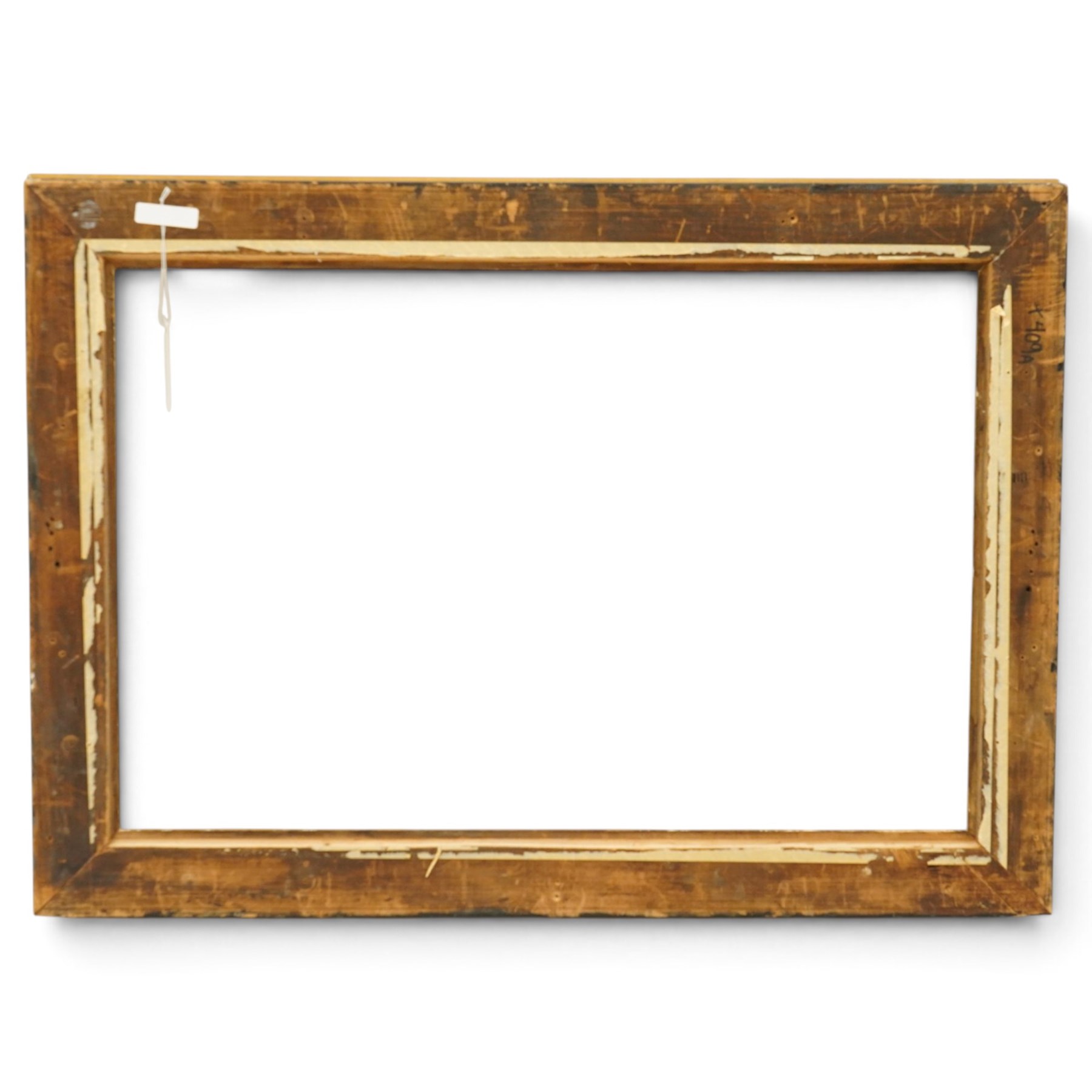 FRAMES - 20th century ornate gilt wood frame, featuring moulded flowers and foliage, aperture 77cm x 51cm, overall 95cm x 68cm