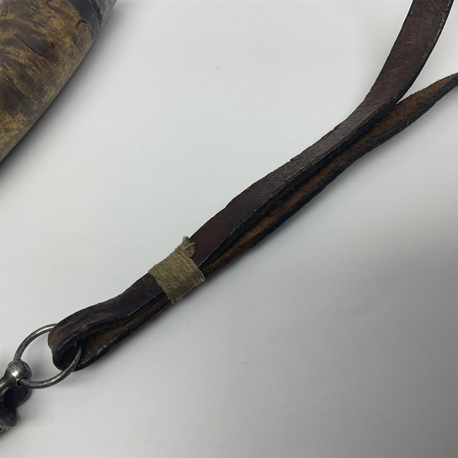 Mid 20th century Swedish barrel/sloyd knife by Segerstrom, with wooden handle and leather strap, stamped Segerstrom Eskiltuna Sweden, blade 8cm