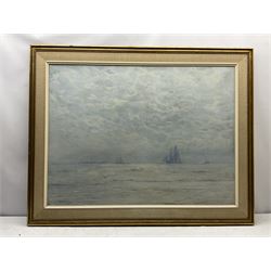 Ernest Dade (Staithes Group 1868-1934): 'A Calm Morning' - Steam and Sail Boats in Open Water, watercolour signed and dated '90, titled on 1894 exhibition label verso 74cm x 100cm