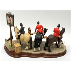 A limited edition Border Fine Arts figure group, Gather at the Snooty Fox, model no B1160 by Anne Wall, 48/350, on wooden base, figure L44cm, with accompanying certificate. 