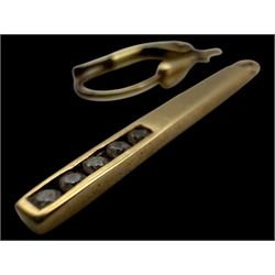 9ct gold stone set cross over ring and a pair of 9ct gold pendant earrings